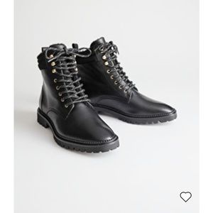 & Other Stories Leather lace up winter boot with lining usa9 euro 39
